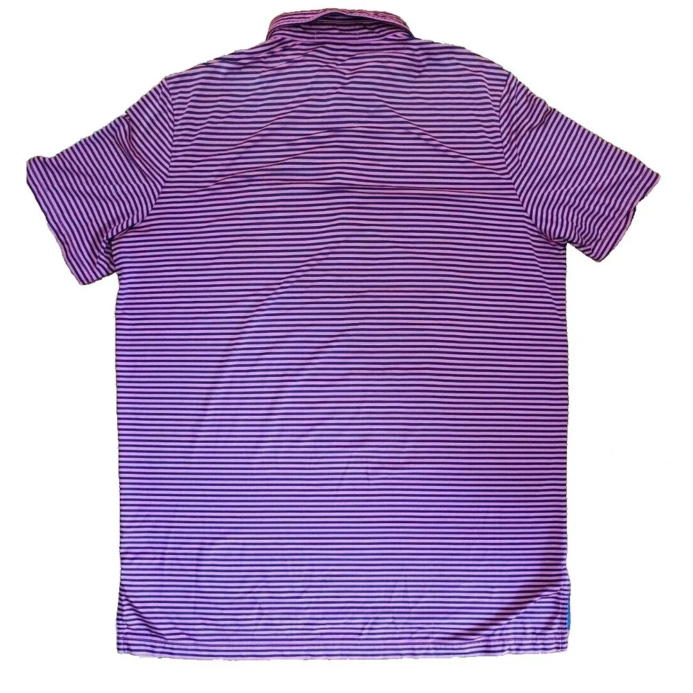 RLX Ralph Lauren Polo Shirt Men's Large Purple Striped US Open Oakmont 2016 Golf